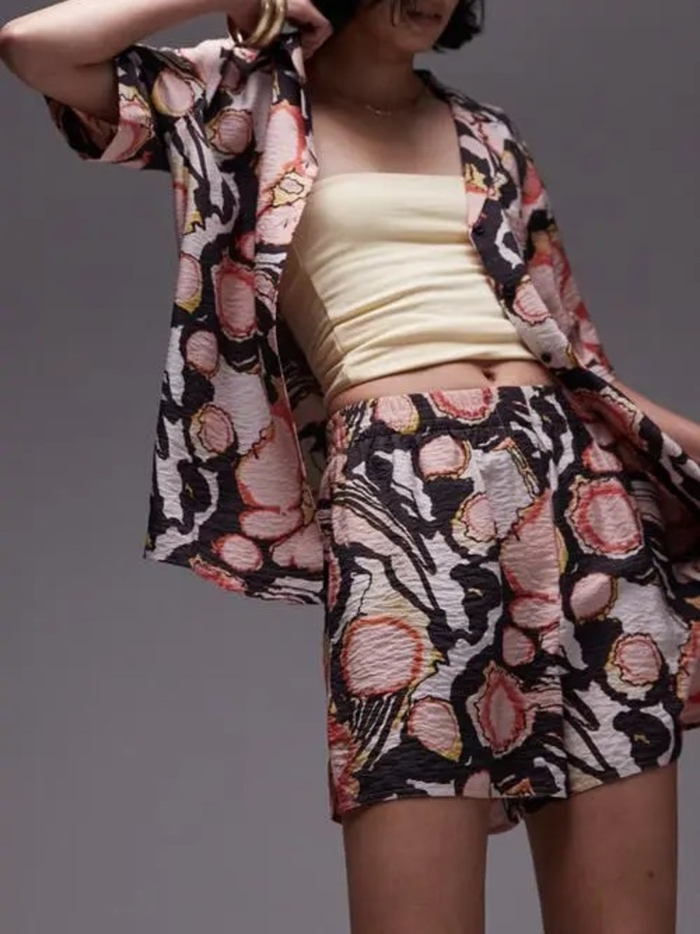 Topshop‎ Crinkle Resort Print High Waisted Shorts Size 0 Resortwear